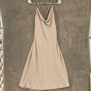 Show Me Your MuMu Tan/Cream Strappy Backless Sundress Knee Length Women's sz‎ M